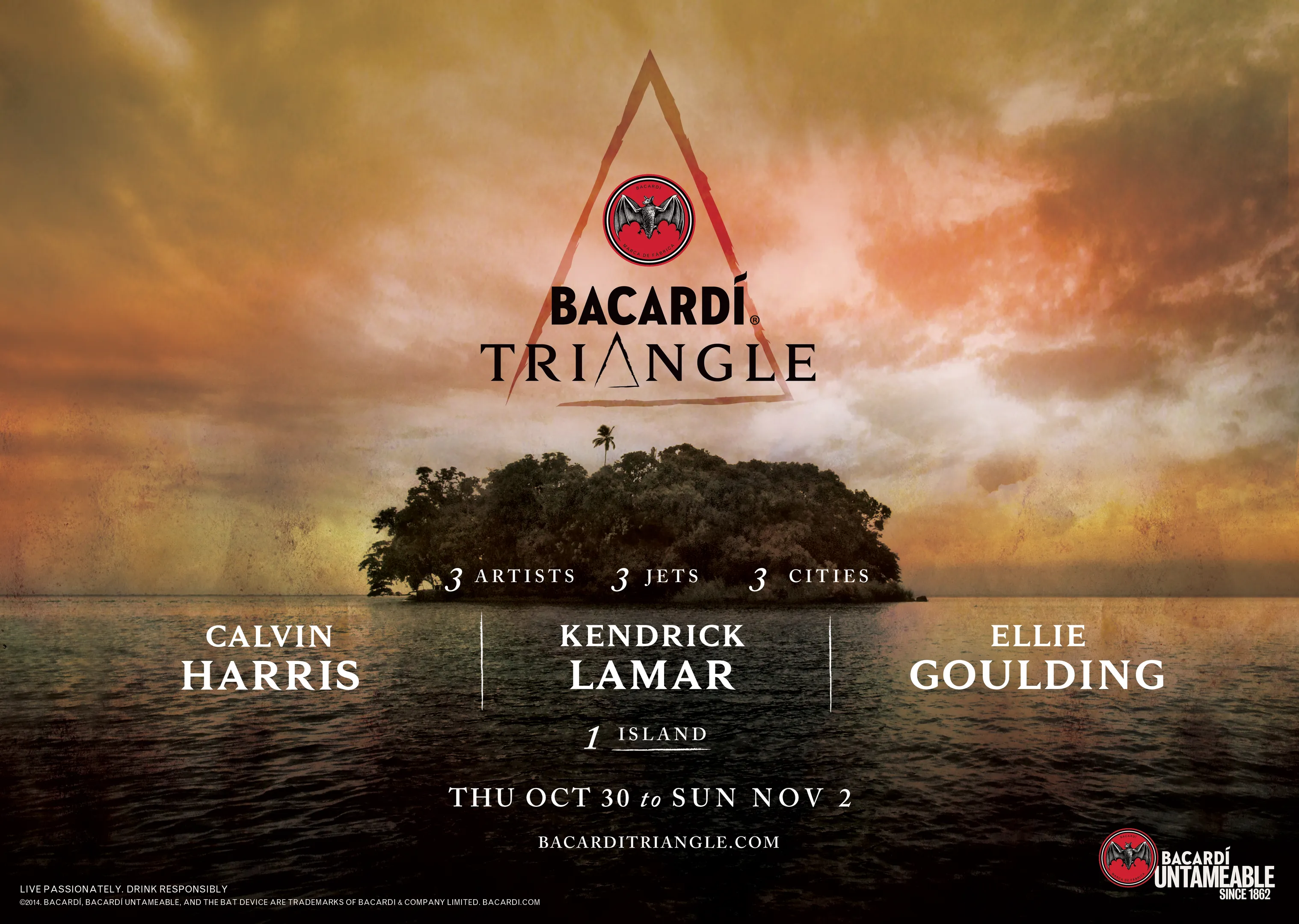 Calvin Harris, Kendrick Lamar and Ellie Goulding to Take the Stage at BACARDI RUM Triangle